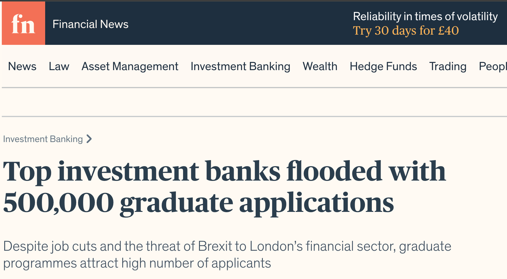 Financial News: Top investment banks flooded with 500,000 graduate applications
